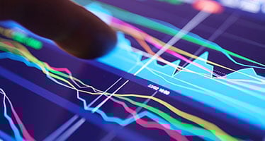 Coloured lines on a screen show statistical analysis